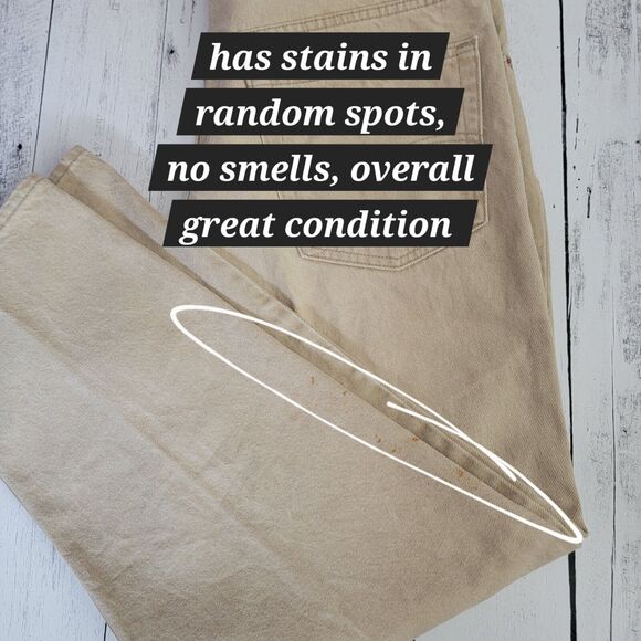 Levi's 550 Jeans Size 39x30 Tan Relaxed Fit Vintage Made in USA 100% Cotton - Picture 11 of 12